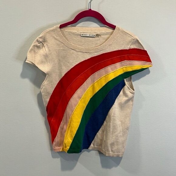 Alice & Olivia “Ester” rainbow sweater top M - Picture 4 of 6